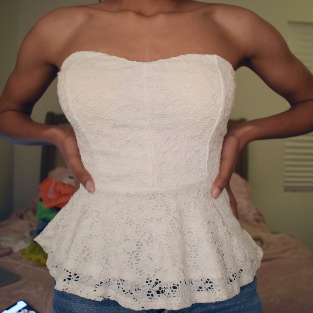 Strapless Ribbed Corset Top